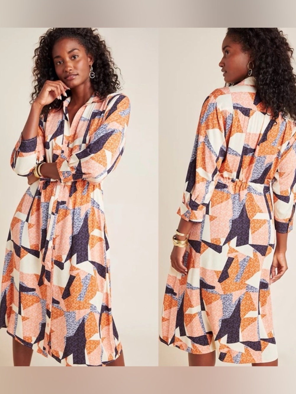 Anthropologie Corey Lynn Calter Clementine Midi Dress Abstract Size XS
